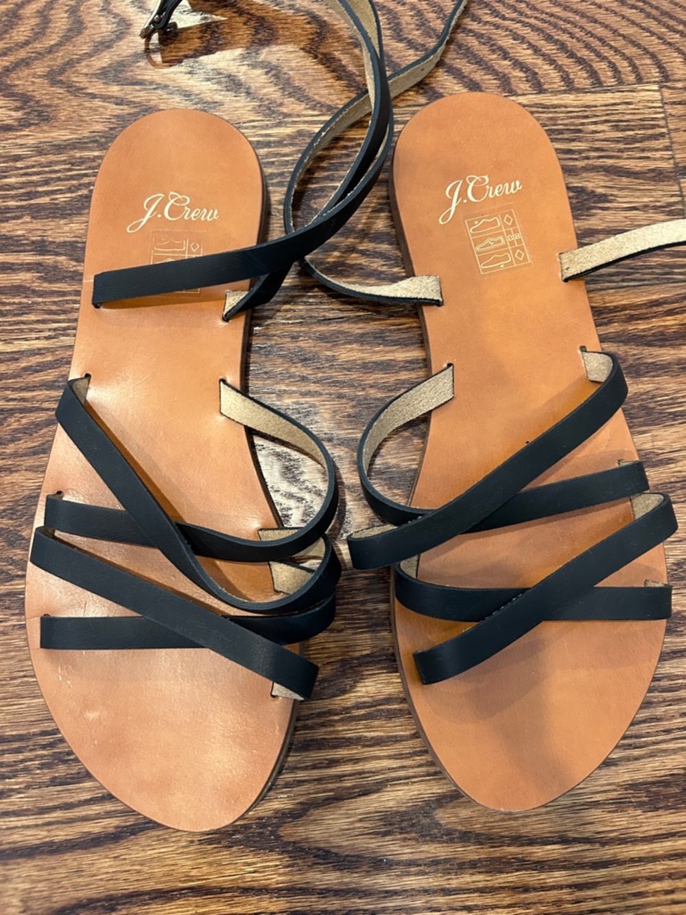 J. Crew Black Multi-Strap Leather Sandals